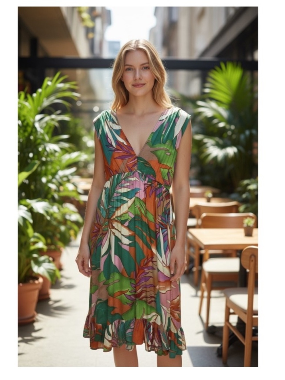 True destinations floral tropical dress size medium vacation euro summer
